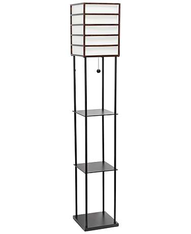 Lalia Home 60" Metal and Wood 3-Shelf Etagere Floor Lamp