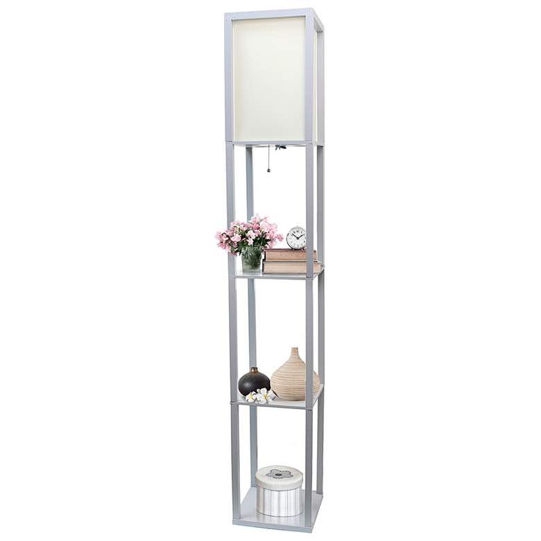 Image 5 Lalia Home 62 1/2" Gray Wood 3-Shelf Etagere Column Floor Lamp more views