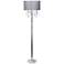 Lalia Home 62" Glamorous Chrome Cascading Crystal Floor Lamp, Gray Sha