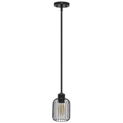 Lalia Home 7" 1Lt Hanging Metal Caged Mini Pendant, Black