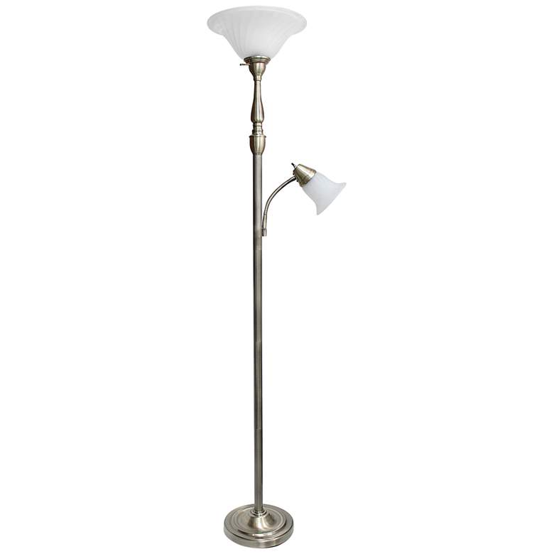 Image 2 Lalia Home 71" Antique Brass Metal 2-Light Torchiere Floor Lamp