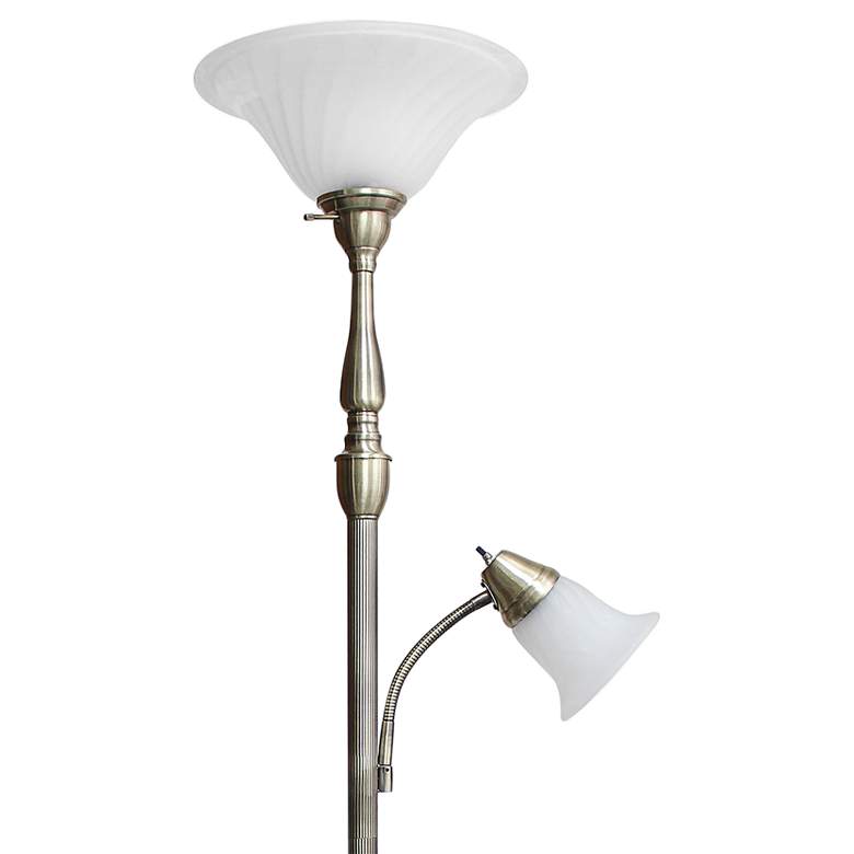 Image 3 Lalia Home 71" Antique Brass Metal 2-Light Torchiere Floor Lamp more views