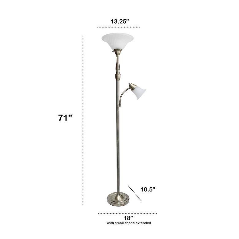 Image 7 Lalia Home 71"  Antique Brass Metal 2-Light Torchiere Floor Lamp more views