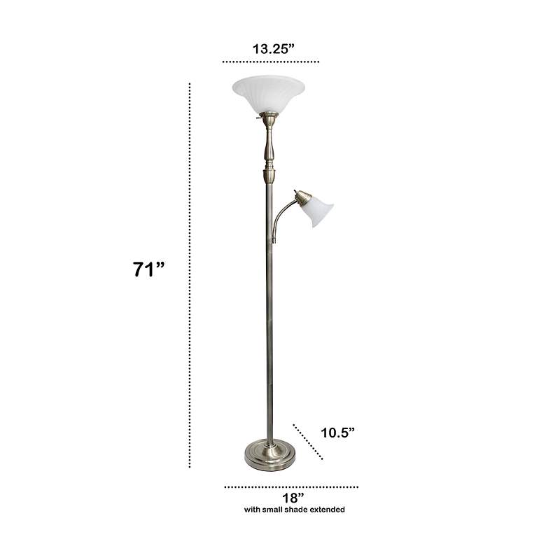 Image 7 Lalia Home 71" Antique Brass Metal 2-Light Torchiere Floor Lamp more views