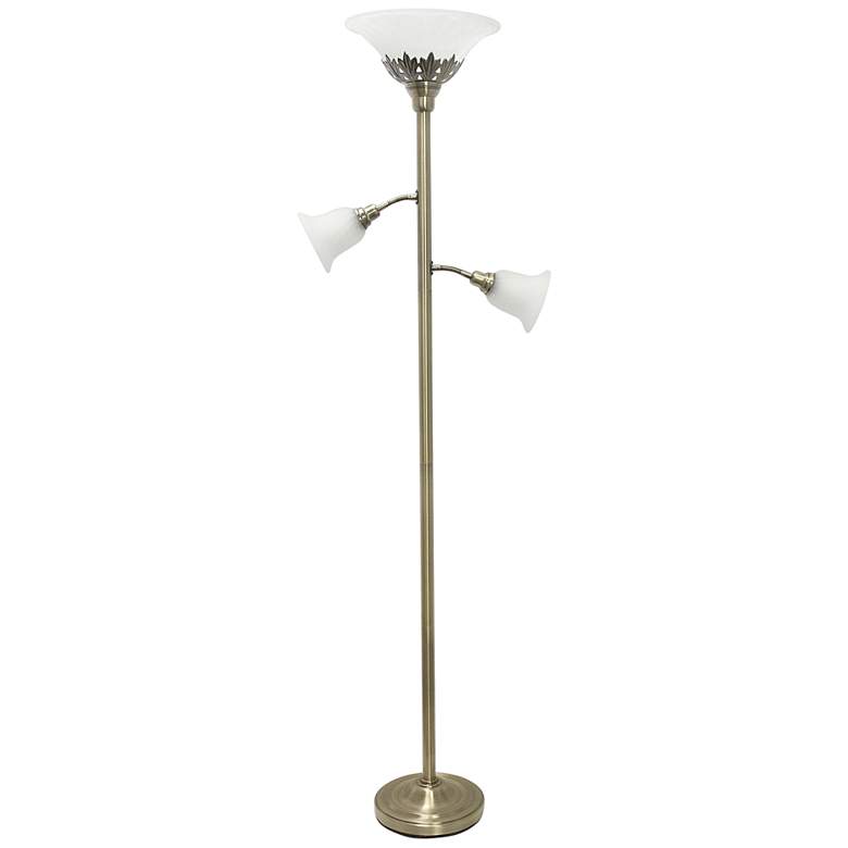 Image 2 Lalia Home 71" Antique Brass Metal 3-Light Torchiere Floor Lamp