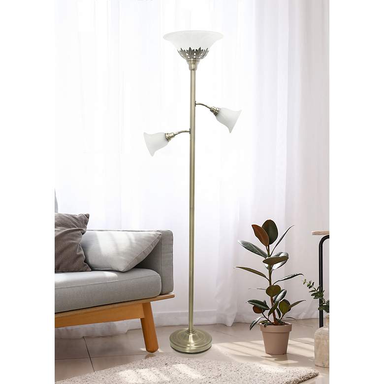 Image 1 Lalia Home 71" Antique Brass Metal 3-Light Torchiere Floor Lamp