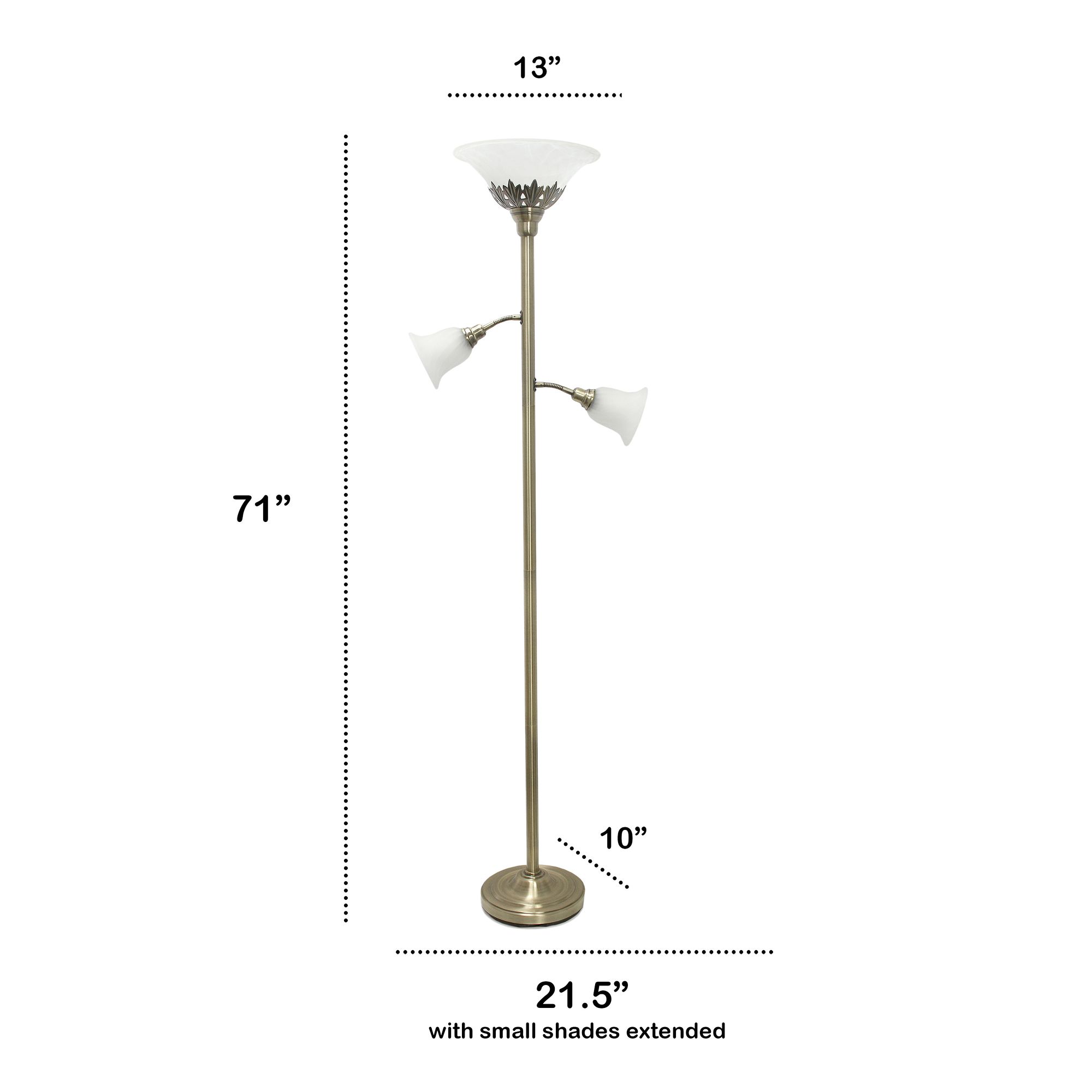 Lalia Home 71" Antique Brass Metal 3-Light Torchiere Floor Lamp