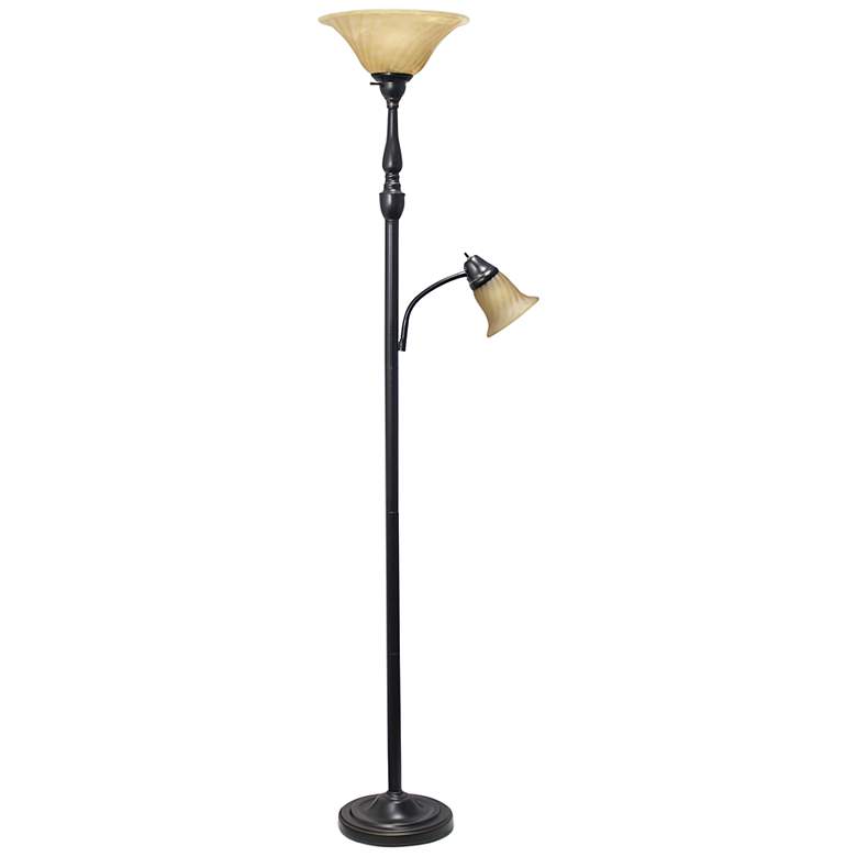 Image 2 Lalia Home 71" Bronze and Amber 2-Light Torchiere Floor Lamp