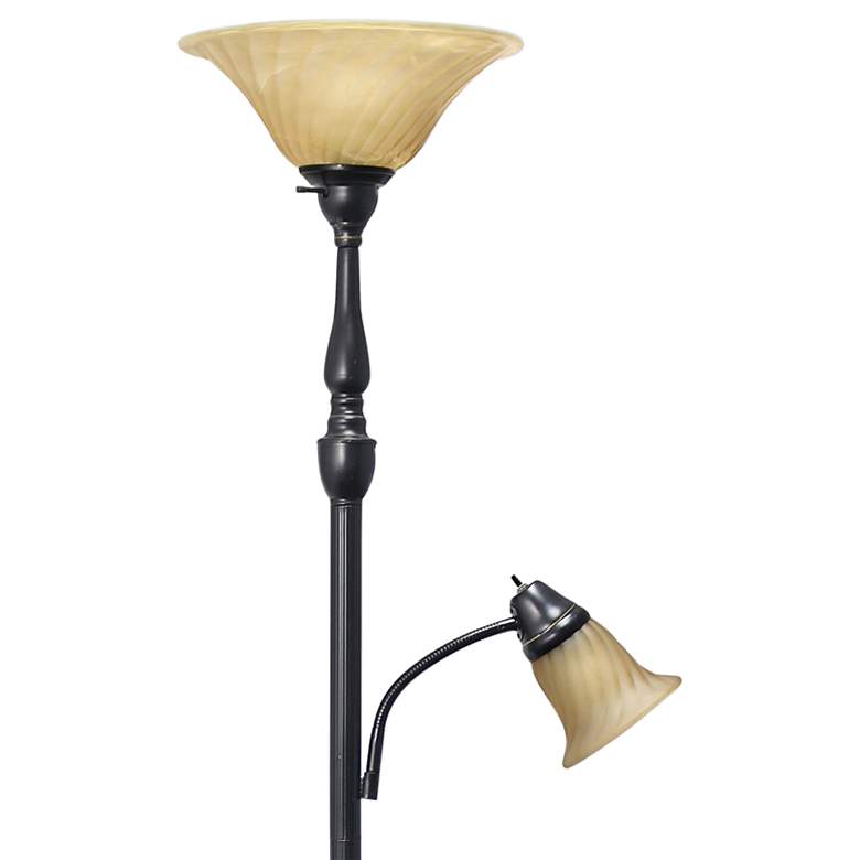 Image 3 Lalia Home 71 inch Bronze and Amber 2-Light Torchiere Floor Lamp more views
