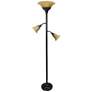 Lalia Home 71" Bronze and Amber Torchiere Floor Lamp with Side Lights