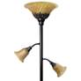 Lalia Home 71" Bronze and Amber Torchiere Floor Lamp with Side Lights