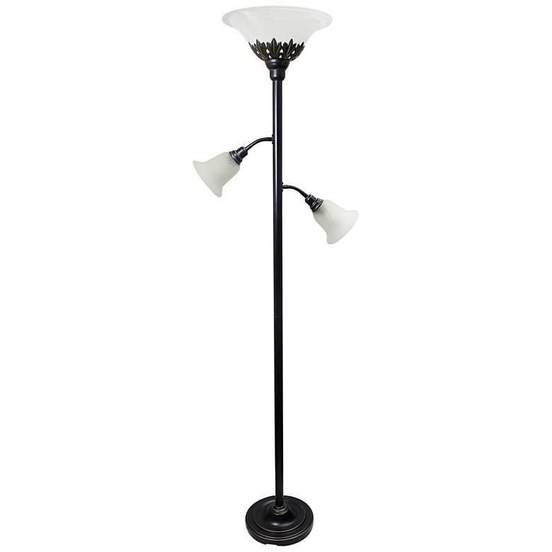 Image 2 Lalia Home 71" Bronze and White 3-Light Torchiere Floor Lamp