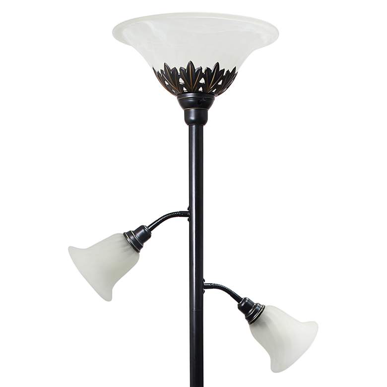 Image 3 Lalia Home 71" Bronze and White 3-Light Torchiere Floor Lamp more views