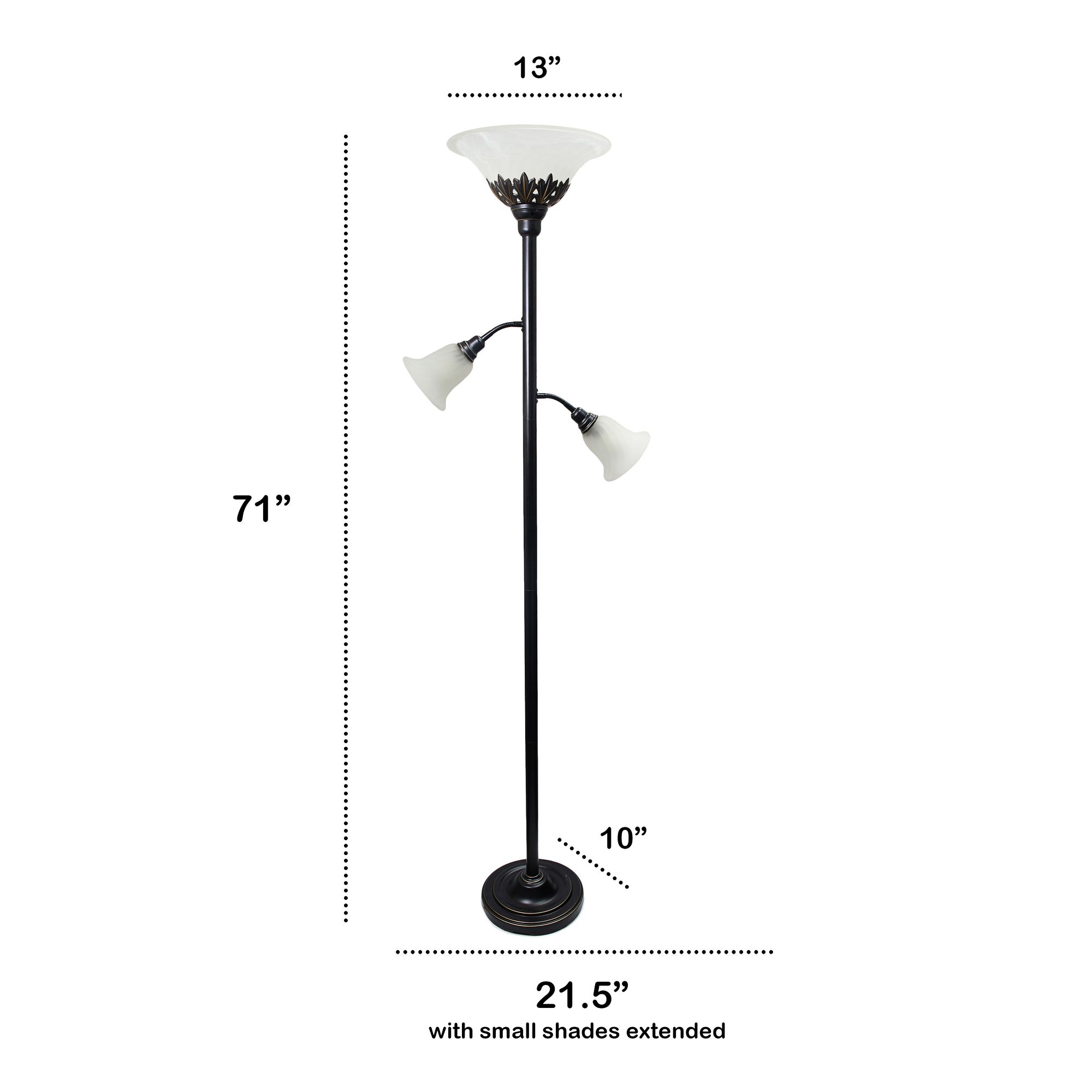 Lalia Home 71" Bronze and White 3-Light Torchiere Floor Lamp