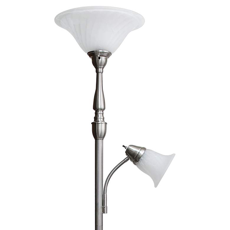 Image 3 Lalia Home 71" Brushed Nickel Metal 2-Light Torchiere Floor Lamp more views