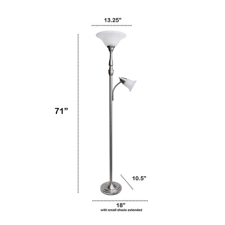 Image 7 Lalia Home 71" Brushed Nickel Metal 2-Light Torchiere Floor Lamp more views