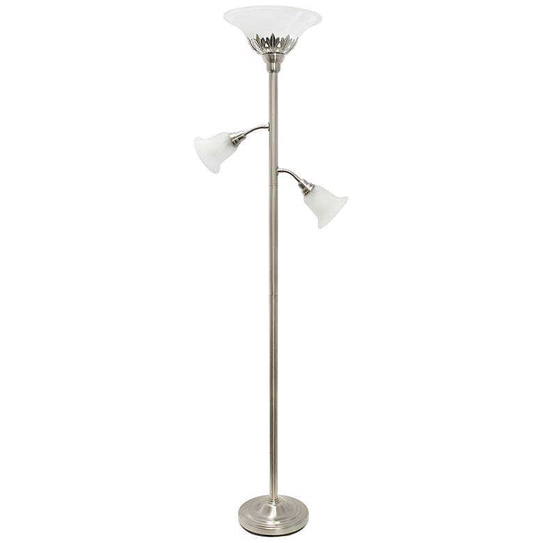 Image 2 Lalia Home 71" Brushed Nickel Metal 3-Light Torchiere Floor Lamp
