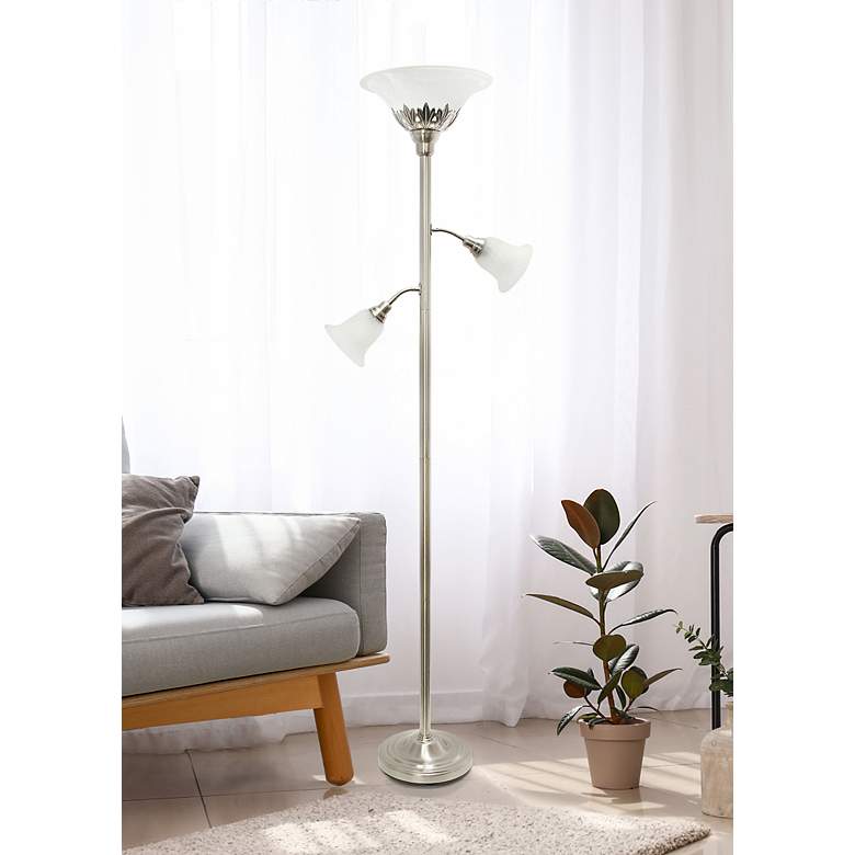 Image 1 Lalia Home 71 inch Brushed Nickel Metal 3-Light Torchiere Floor Lamp