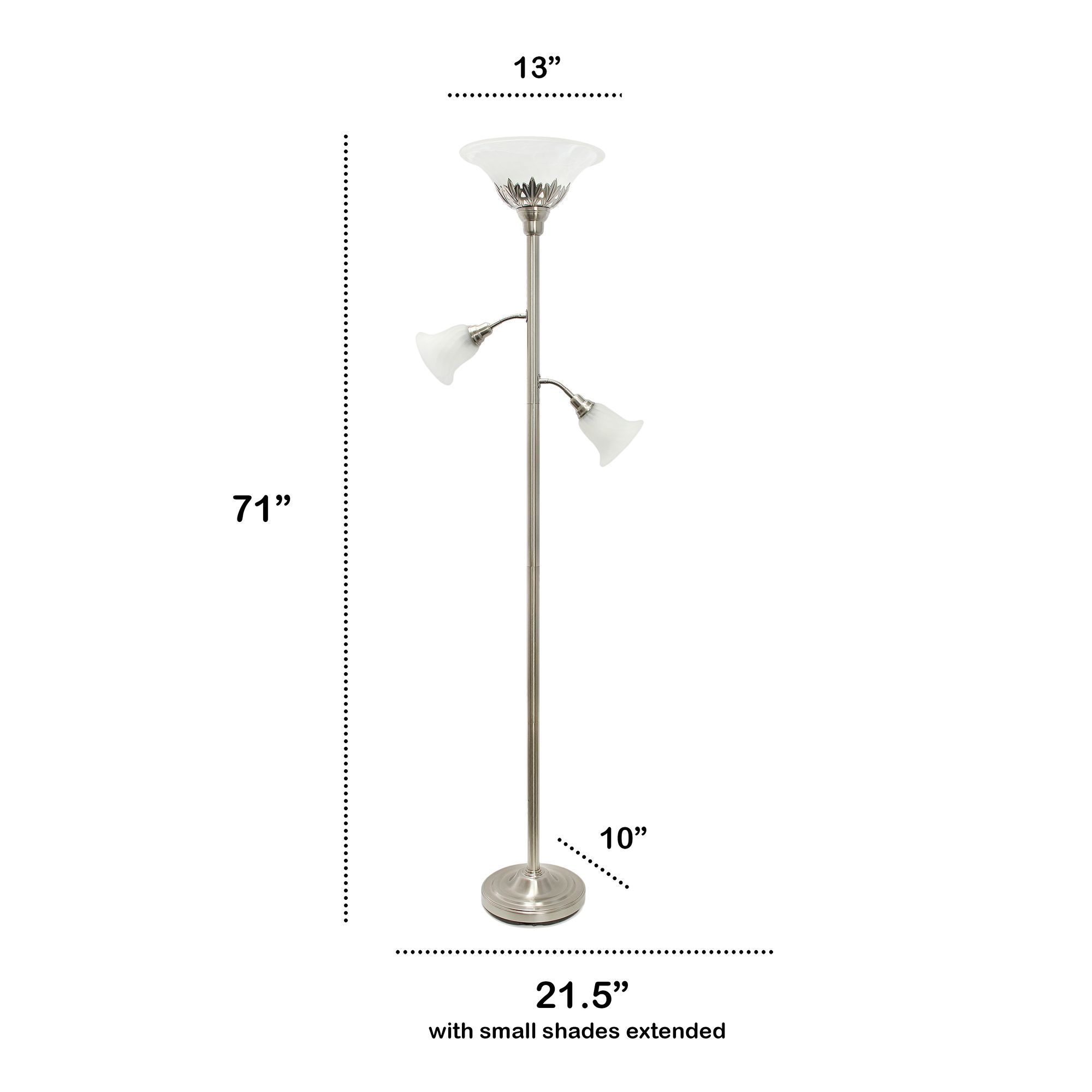 Lalia Home 71" Brushed Nickel Metal 3-Light Torchiere Floor Lamp