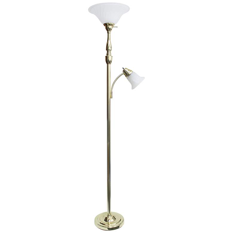 Image 2 Lalia Home 71" Gold Metal 2-Light Torchiere Floor Lamp