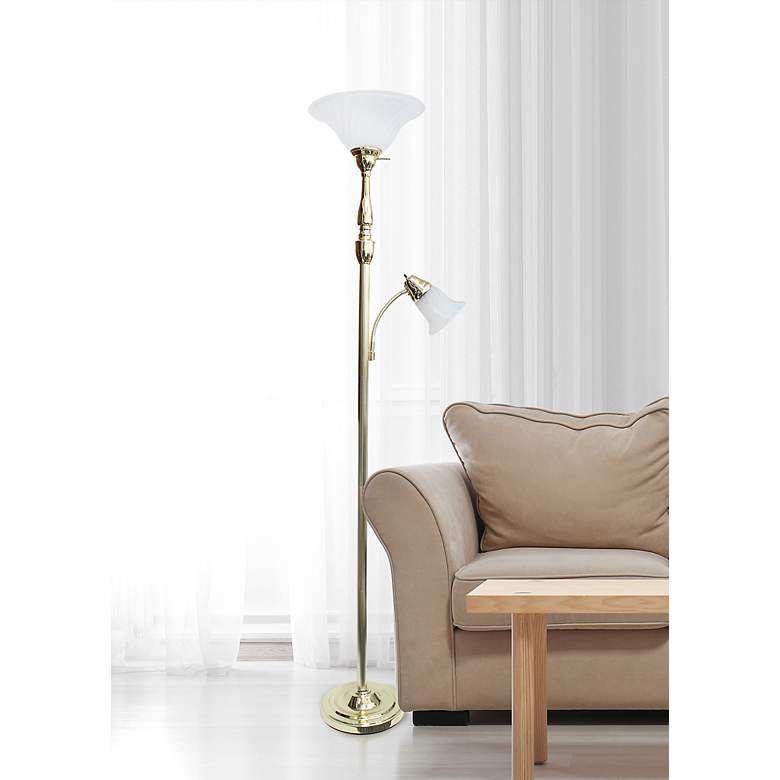 Image 1 Lalia Home 71" Gold Metal 2-Light Torchiere Floor Lamp