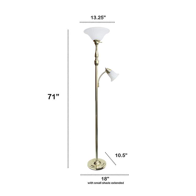 Image 7 Lalia Home 71" Gold Metal 2-Light Torchiere Floor Lamp more views