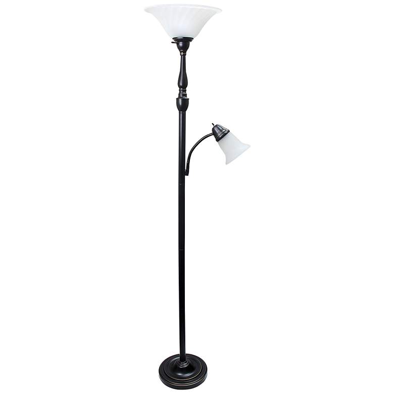 Image 2 Lalia Home 71" High Bronze and White 2-Light Torchiere Floor Lamp