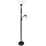 Lalia Home 71" High Bronze and White 2-Light Torchiere Floor Lamp