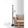 Lalia Home 71" High Bronze and White 2-Light Torchiere Floor Lamp
