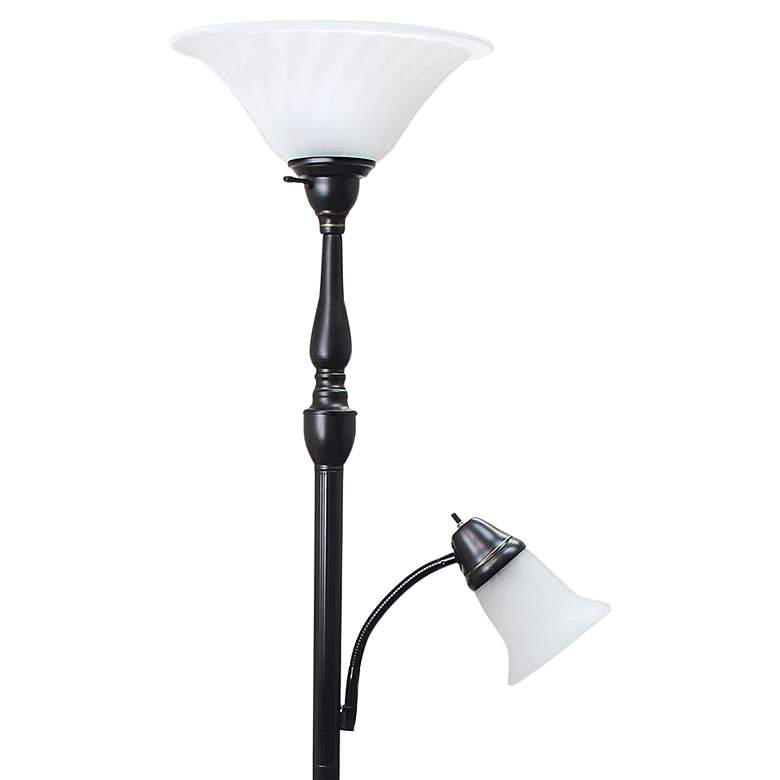 Image 3 Lalia Home 71" High Bronze and White 2-Light Torchiere Floor Lamp more views