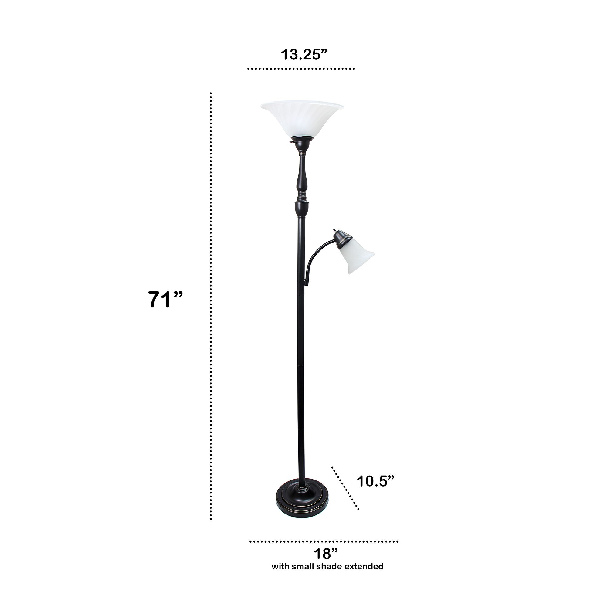 Lalia Home 71" High Bronze and White 2-Light Torchiere Floor Lamp