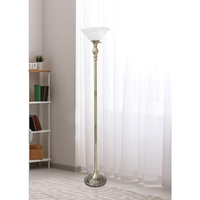 Image 1 Lalia Home 71" High Traditional Antique Brass Torchiere Floor Lamp