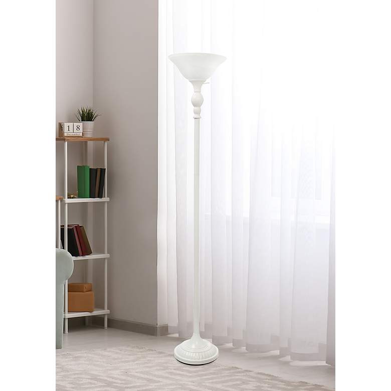 Image 1 Lalia Home 71" High White Metal Torchiere Floor Lamp
