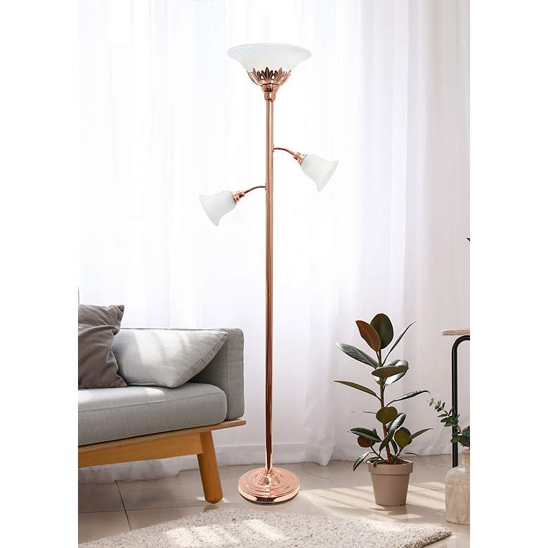 Image 1 Lalia Home 71" Rose Gold 3-Light Torchiere Floor Lamp