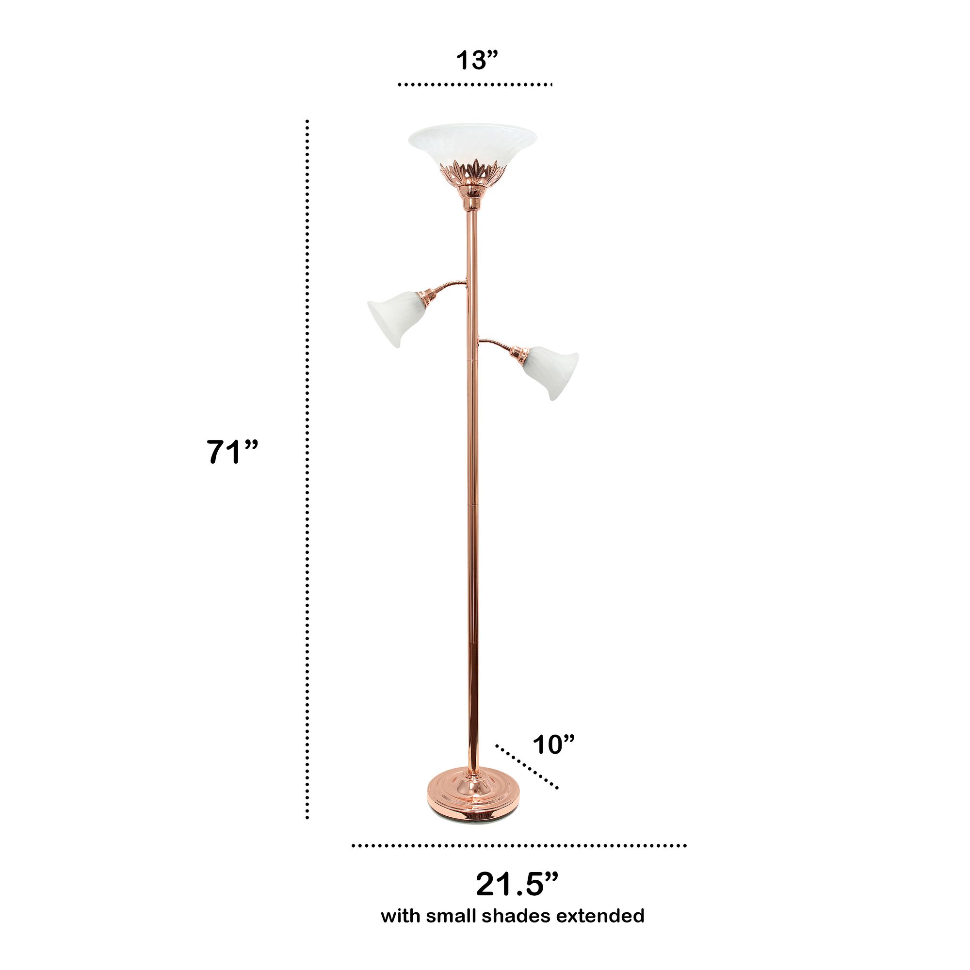 Lalia Home 71" Rose Gold 3-Light Torchiere Floor Lamp
