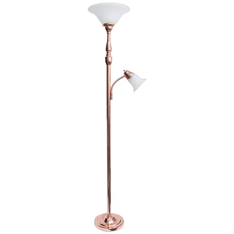 Image 2 Lalia Home 71 inch Rose Gold Metal 2-Light Torchiere Floor Lamp