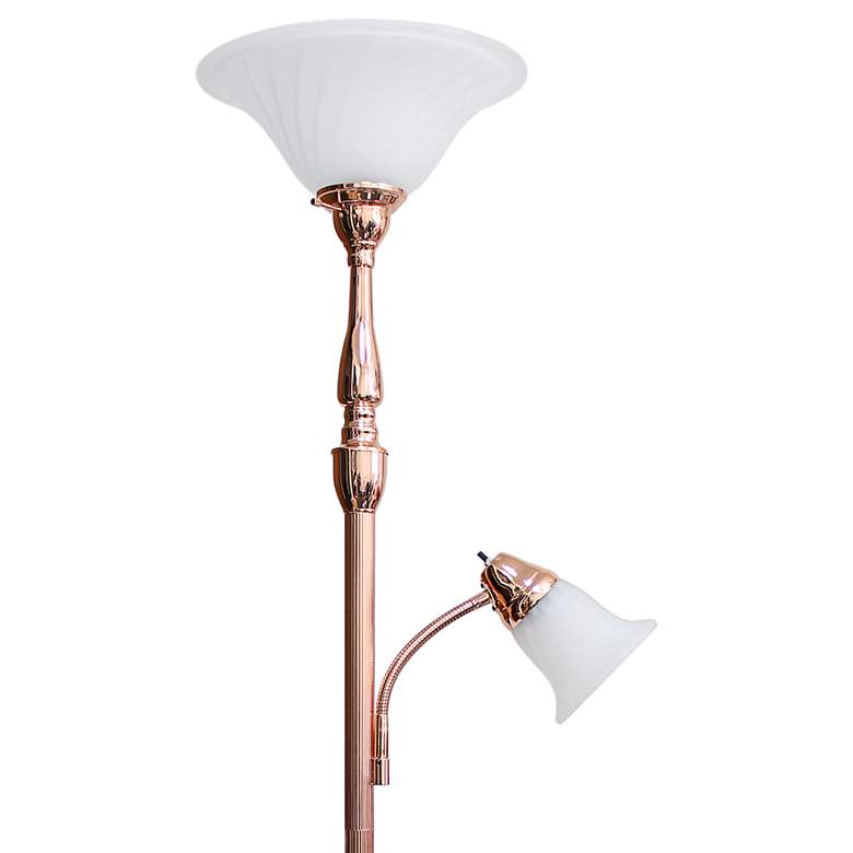 Image 3 Lalia Home 71" Rose Gold Metal 2-Light Torchiere Floor Lamp more views
