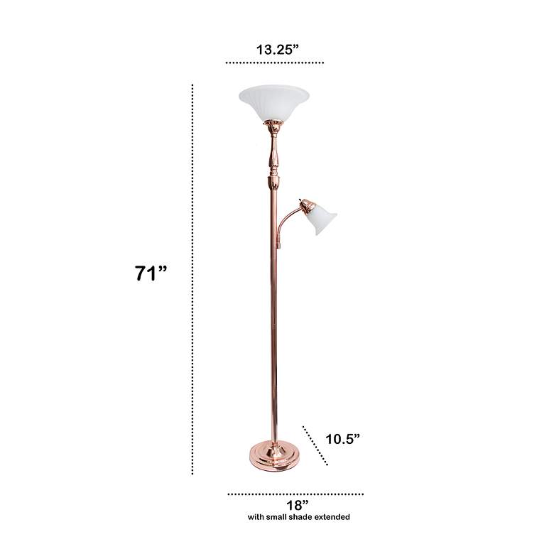 Image 7 Lalia Home 71" Rose Gold Metal 2-Light Torchiere Floor Lamp more views