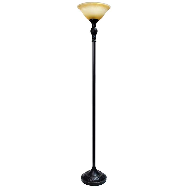 Image 2 Lalia Home 71" Traditional Amber Shade Bronze Torchiere Floor Lamp