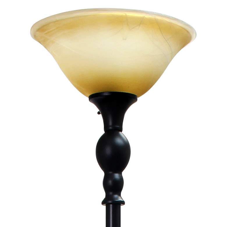 Image 3 Lalia Home 71" Traditional Amber Shade Bronze Torchiere Floor Lamp more views
