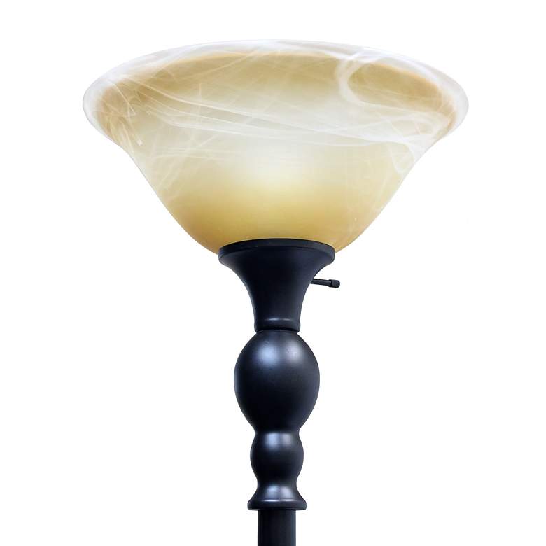 Image 7 Lalia Home 71" Traditional Amber Shade Bronze Torchiere Floor Lamp more views
