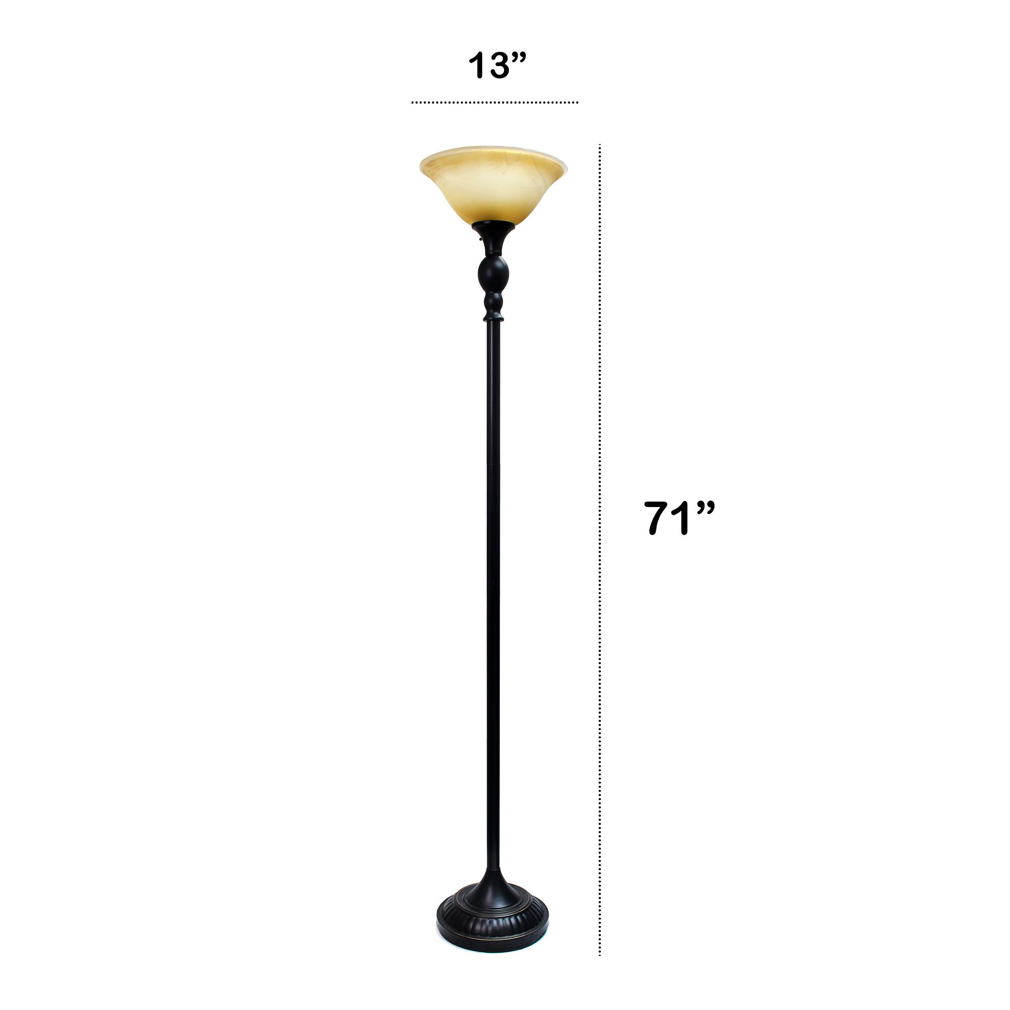 Lalia Home 71" Traditional Amber Shade Bronze Torchiere Floor Lamp