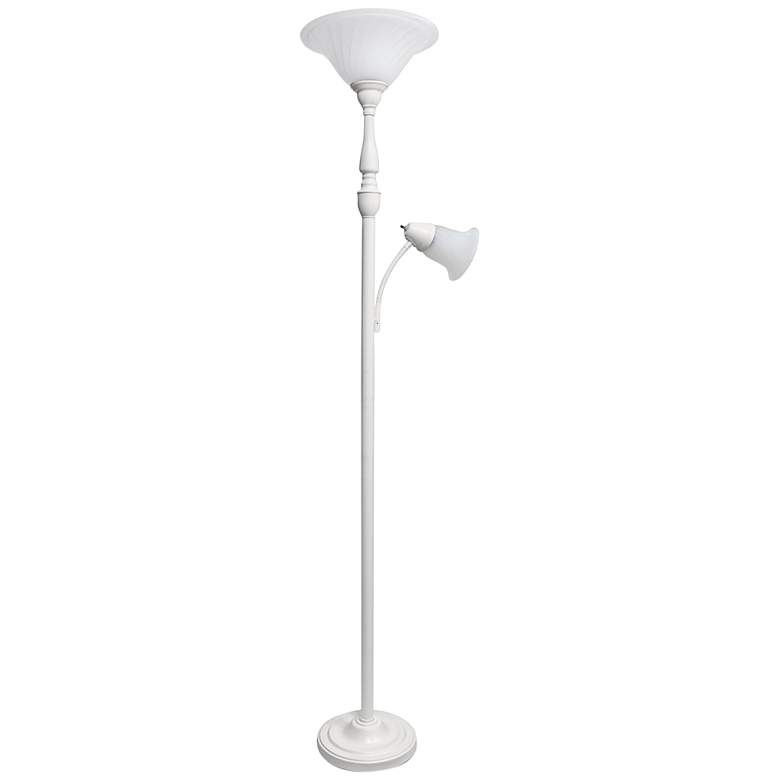 Image 2 Lalia Home 71" White Metal 2-Light Torchiere Floor Lamp