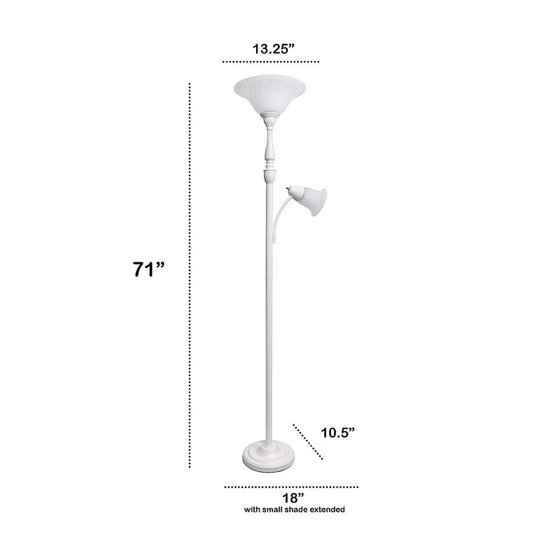 Image 7 Lalia Home 71" White Metal 2-Light Torchiere Floor Lamp more views