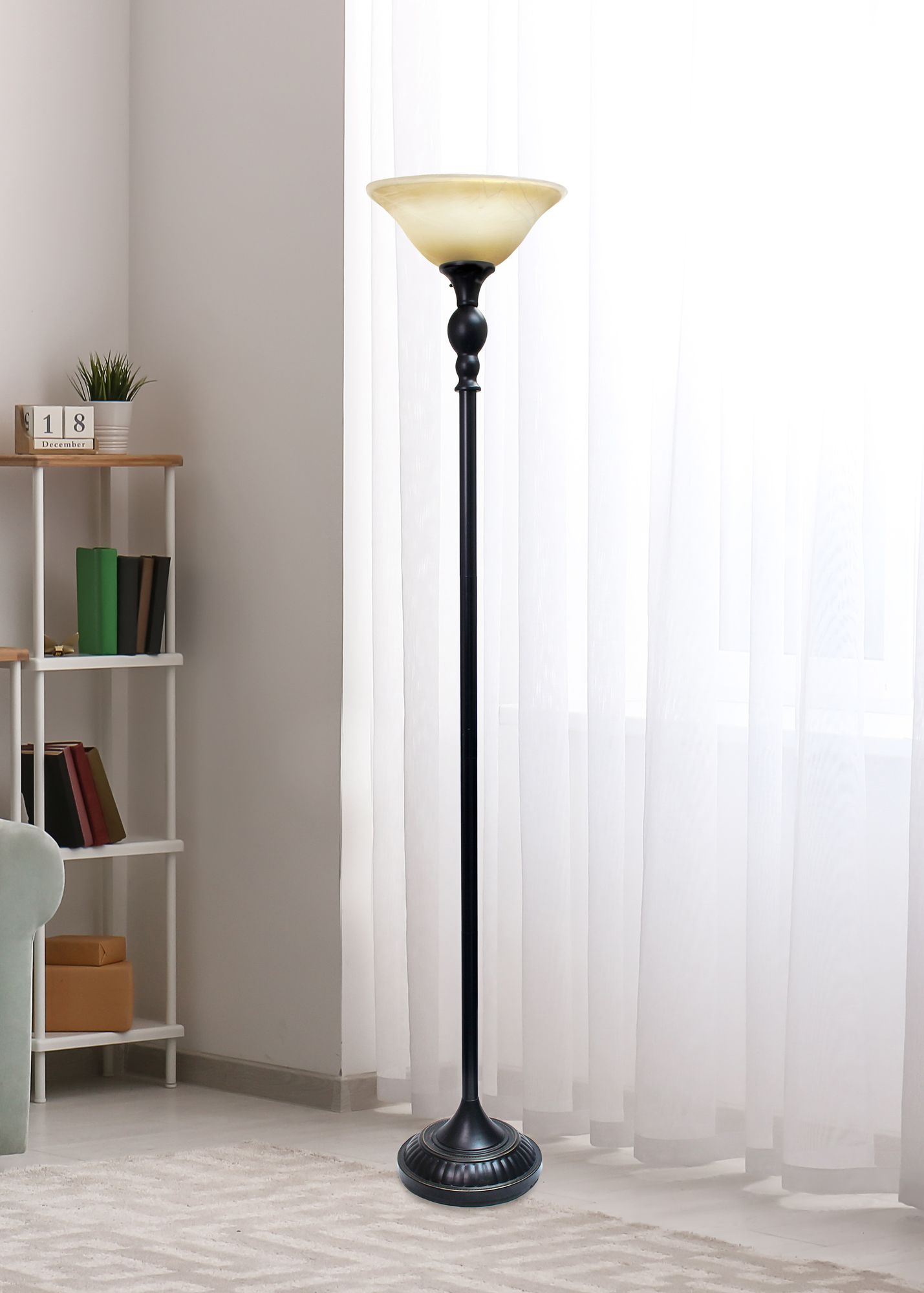 Lalia Home 71 Traditional Amber Shade Bronze Torchiere Floor Lamp 644G1 Lamps Plus