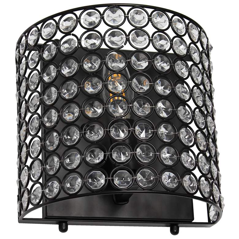 Image 1 Lalia Home 8in 1Lt Crystal and Metal Wall Sconce Lighting Fixture, Black