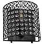Lalia Home 8in 1Lt Crystal and Metal Wall Sconce Lighting Fixture, Black