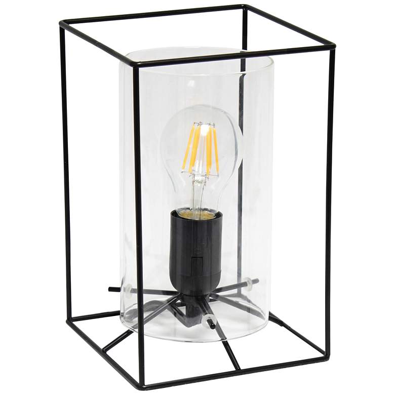 Image 2 Lalia Home 9 inch High Black and Clear Glass Accent Table Lamp