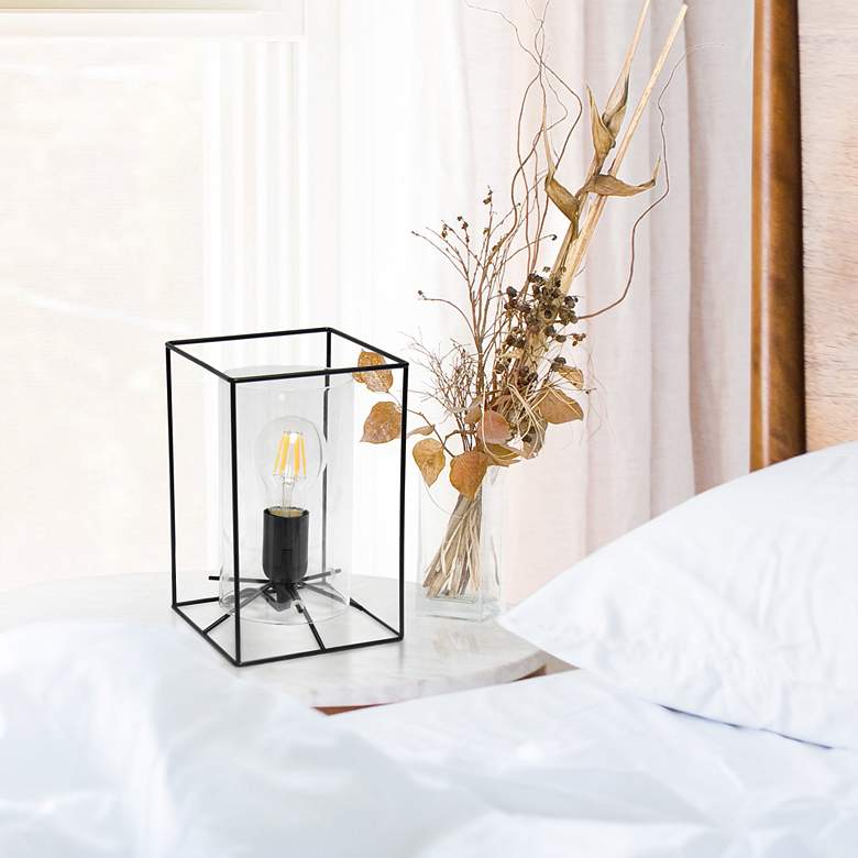 Image 1 Lalia Home 9" High Black and Clear Glass Accent Table Lamp