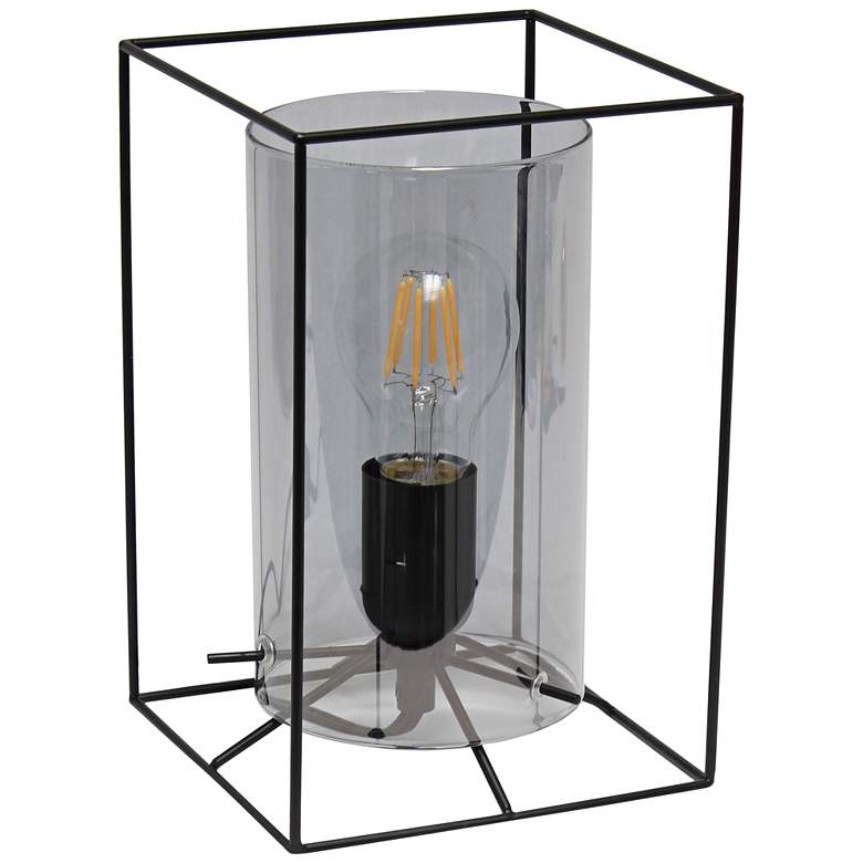 Image 2 Lalia Home 9 inch High Black and Smoke Glass Accent Table Lamp